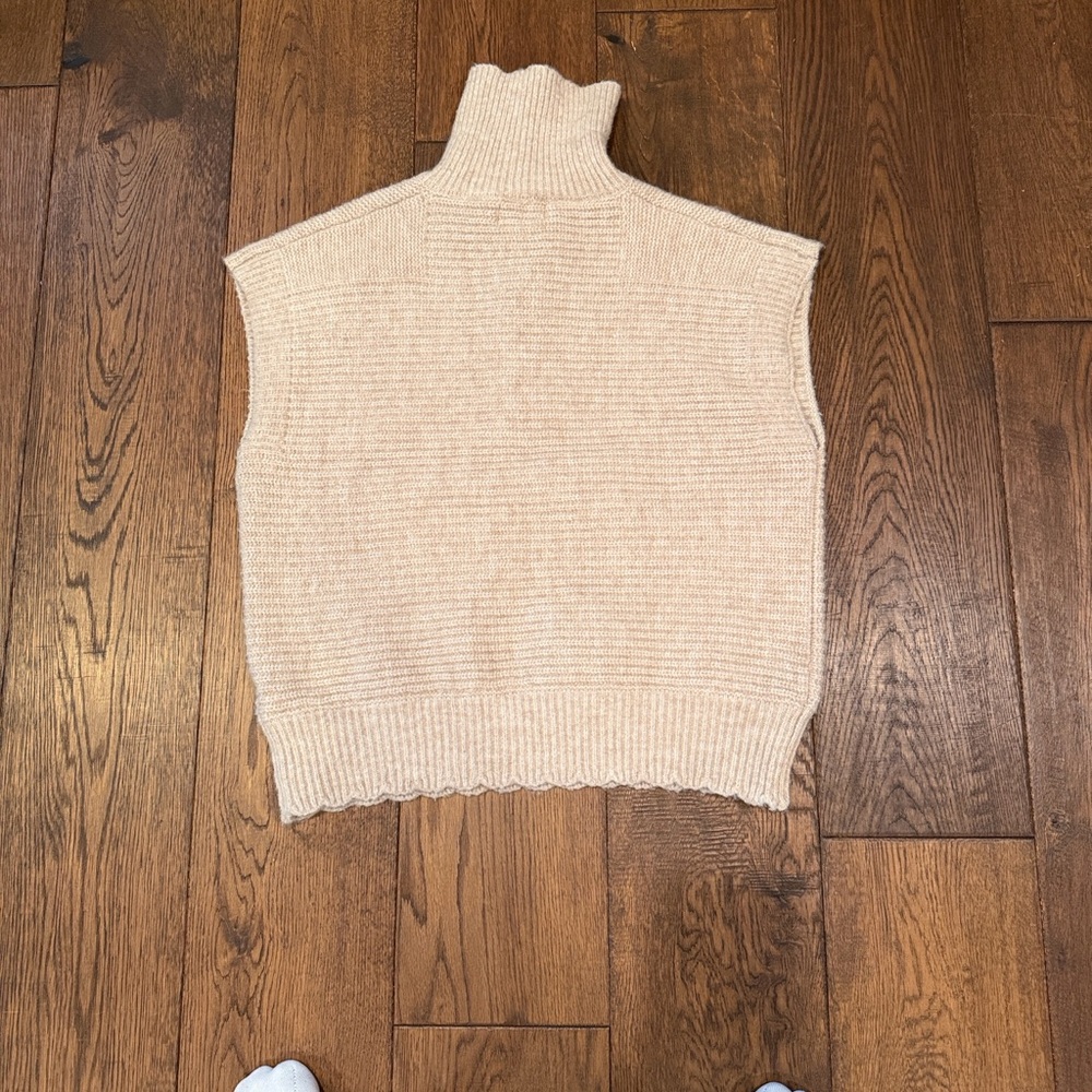 FRNCH Paris Wool Blend Tan Sweater Vest, Size Medium - Picture 6 of 10